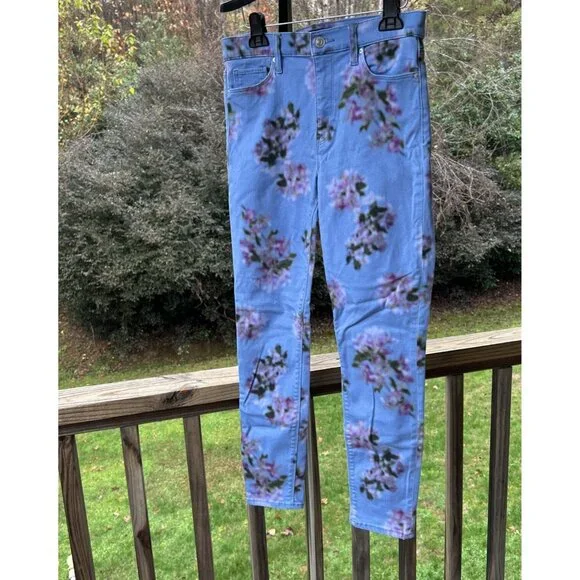 Hudson Barbara High Waist Skinny Ankle Jeans Pant Blue Blurred Floral USA Sz 28 - Picture 6 of 16